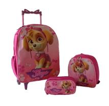 Kit Mochila Infantil Skye Patrulha Canina Rosa Kit Mochila Infantil Skye Patrulha Canina Rosa