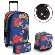 Kit Mochila Infantil Sonic Carrinho + Lancheira Térmica