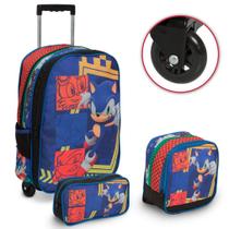 Kit Mochila Infantil Sonic Rodinha 3d + Lancheira Térmica