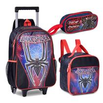 Kit Mochila Infantil Spider Dark Aranha Lancheira Estojo