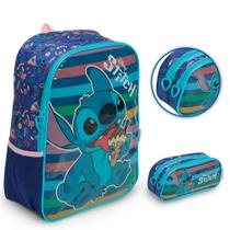 Kit Mochila Infantil Stitch Bolsa Costas Resistente + Estojo Kit Mochila Infantil Stitch Bolsa Costas Resistente + Estojo