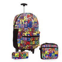 Kit Mochila Infantil Super Mario Carrinho Lancheira Grande