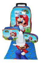 Kit Mochila Infantil Super Mario Original Carrinho Meninos