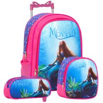 Kit Mochila Infantil Tam G Pequena Sereia Rodinha Lançamento