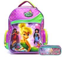 Kit Mochila Infantil Tinker Bell Costas Fadas Tam M Estojo