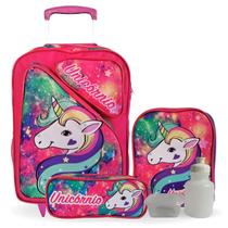 Kit Mochila Infantil Unicórnio Com Lancheira e Estojo Tam G Kit Mochila Infantil Unicórnio Com Lancheira e Estojo Tam G