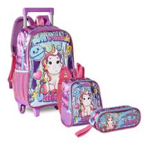 Kit Mochila Infantil Unicórnio Forever Rodinhas Cores G Clio Kit Mochila Infantil Unicórnio Forever Rodinhas Cores G Clio