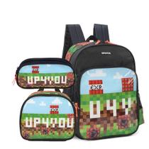 Kit Mochila Infantil Up4You Pixel+Lancheira+Estojo Luxcel