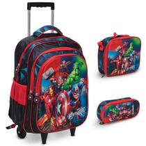 Kit Mochila Infantil Vingadores Carrinho Lancheira Térmica