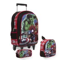 Kit Mochila Infantil Vingadores Rodinha Reforçada Tam G Kit Mochila Infantil Vingadores Rodinha Reforçada Tam G