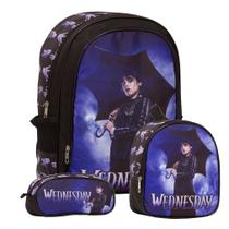 Kit Mochila Infantil Wandinha Com Lancheira Térmica e Estojo Kit Mochila Infantil Wandinha Com Lancheira Térmica e Estojo