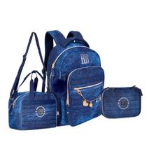 Kit Mochila Jeans Costas Estojo Lancheira Rebecca Bonbon Oficial - Clio Style
