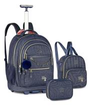Kit Mochila Jeans Grande De Rodinha Oficial Rebecca Bonbon ref:27023
