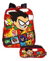 Kit Mochila Jovens Titans Escolar Estojo Meninos Gran Costas