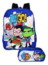 Kit Mochila Jovens Titans Escolar Estojo Meninos Gran Costas