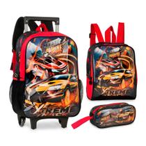 Kit Mochila Juvenil c/rodinha Fast Machine FM3492K