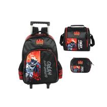Kit Mochila juvenil Escolar Batman Rodinhas Lancheira Estojo Kit Mochila juvenil Escolar Batman Rodinhas Lancheira Estojo