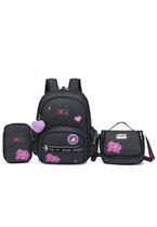 Kit Mochila Juvenil Escolar Lancheira Térmica Estojo Moda Kit Mochila Juvenil Escolar Lancheira Térmica Estojo Moda