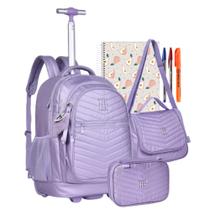 Kit Mochila Juvenil Escolar Viagem Rebecca Bonbon Rodinha Alça com Lancheira e Estojo Box