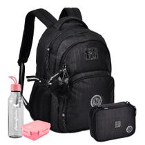 Kit Mochila Juvenil Estojo 36 Elásticos Squeeze Marmita RB