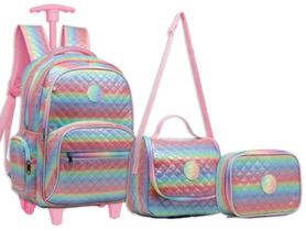 Kit Mochila Juvenil Estojo e Lancheira Com Glitter - Yepp