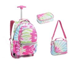 Kit Mochila Juvenil Estojo e Lancheira Just Tie Dye - Denlex