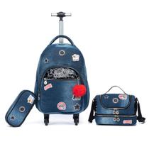 Kit Mochila Juvenil Feminina Reforçada Espaçosa