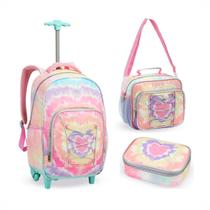 Kit Mochila Juvenil Feminina Tie Dye Rodinhas Alças G Denlex