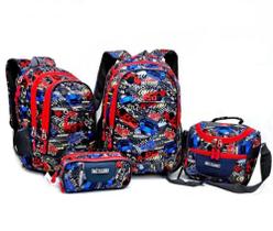 Kit Mochila Juvenil Infantil Feminino Masculino Escolar 4 Pç