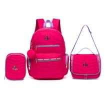 Kit Mochila Juvenil Reforçada Lancheira Térmica Estojo Escolar