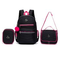 Kit Mochila Juvenil Reforçada Lancheira Térmica Estojo Escolar