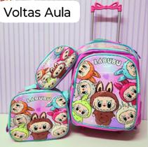 Kit Mochila Labubu De Rodinha, Estorjo e Lancheira Térmica