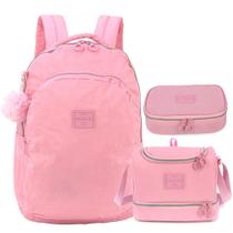 Kit Mochila Lancheira e Estojo Crinkle UP4YOU Rosa