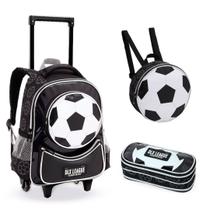 Kit Mochila, Lancheira e Estojo Escolar Futebol