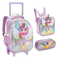 Kit Mochila, Lancheira E Estojo Escolar Unicórnio Kit Mochila, Lancheira E Estojo Escolar Unicórnio