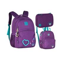 Kit Mochila Lancheira e Estojo Rebecca Bonbon Heart Beats RB27010