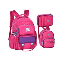 Kit Mochila Lancheira e Estojo Rebecca Bonbon Urban Mix 2 em 1 RB26227 Com Bolsinha Removível Cor:Rosa