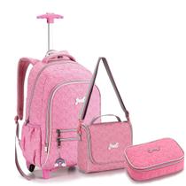 Kit mochila lancheira escolar rodinha matelasse - Seanite