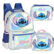 Kit Mochila Lancheira Estojo Box Escolar Infantil Stitch