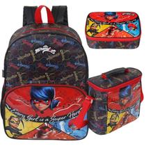 Kit Mochila Lancheira Estojo Box Miraculous Ladybug Dermiwil