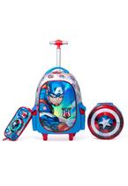Kit Mochila Lancheira Estojo Capitão America Infantil Marvel Kit Mochila Lancheira Estojo Capitão America Infantil Marvel