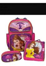 Kit Mochila Lancheira +estojo Duplo Bela E A Fera Original