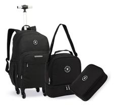 Kit Mochila Lancheira Estojo Escolar 360o Masculina Juvenil - DENLEX