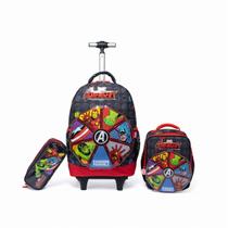 Kit Mochila Lancheira Estojo Escolar Avengers Marvel Kit Mochila Lancheira Estojo Escolar Avengers Marvel