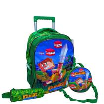 Kit Mochila+Lancheira+Estojo Escolar Cubic World Com Rodinha Kit Mochila+Lancheira+Estojo Escolar Cubic World Com Rodinha