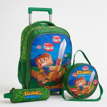 Kit Mochila+Lancheira+Estojo Escolar Cubic World Com Rodinha