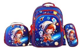 Kit Mochila Lancheira Estojo Escolar Infantil Reforçada Aula