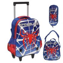 Kit Mochila Lancheira Estojo Escolar Rodinha Spider