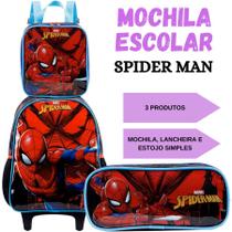 Kit Mochila + Lancheira + Estojo Escolar Spider Man Xeryus Homem Aranha Marvel Vingadores Herois Infantil