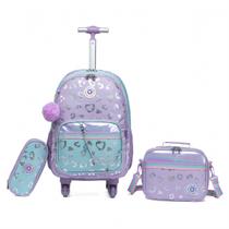 Kit Mochila Lancheira Estojo Feminina Escolar Juvenil Resistente